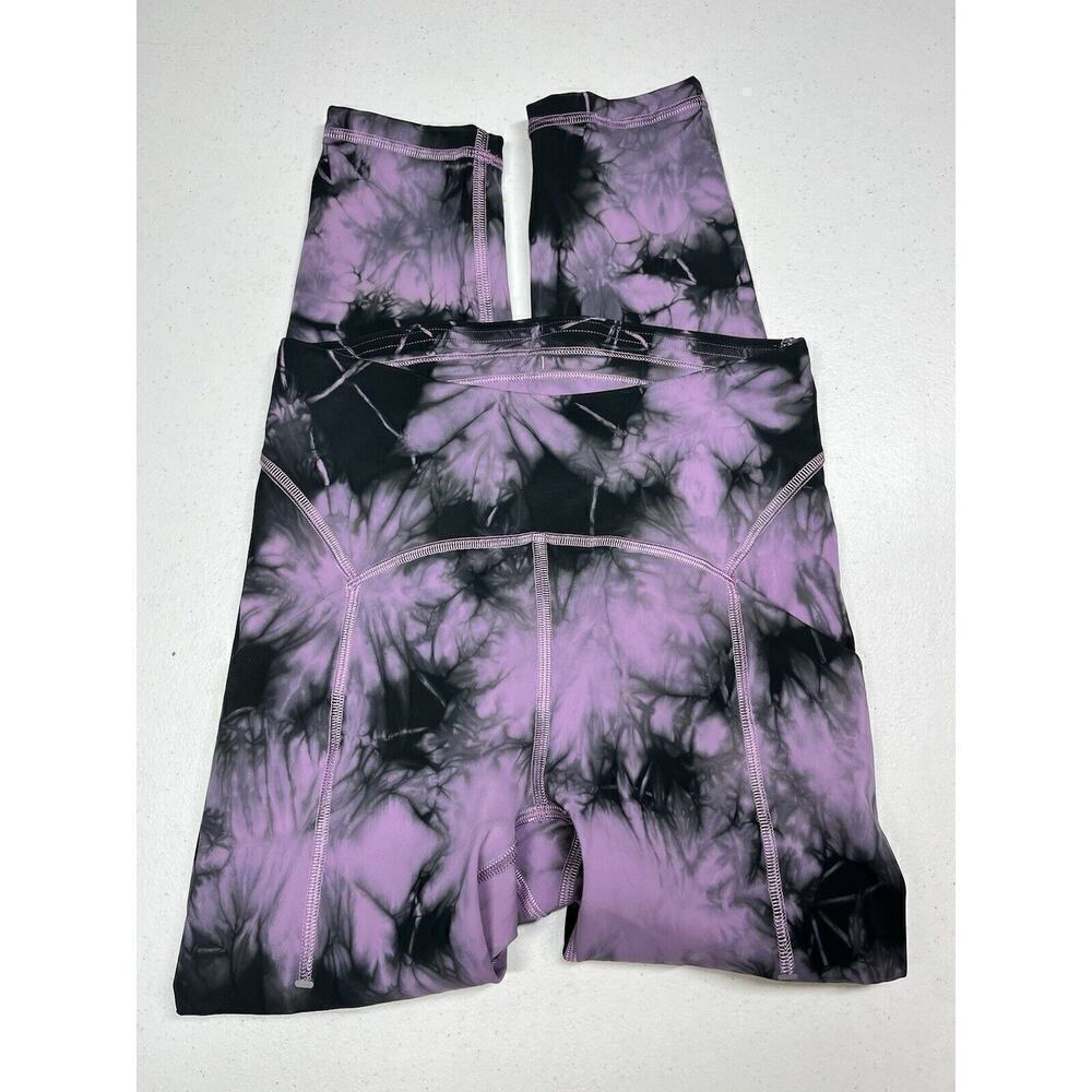 Lululemon Power Thru High Rise Crop 23" Tie Dye Wisteria Purple Graphite Grey 4